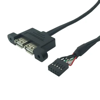 Az alaplap Belső 9Pin 9P, hogy dupla 2 Port USB 2.0 EGY Női Panel Mount adatkábel 0,3 M 0,5 M