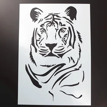Stencil Wall Állati Tigris DIY Rétegződés Festmény Scrapbook Színezés Dombornyomás Album Dekoratív Papír Kártya Sablon Újrahasznosítható