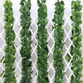 Új 2m Mesterséges Szőlő Hamis Creeper zöld levél Ivy szőlő Otthoni Esküvői Dekoráció DIY Lóg Garland Mesterséges Virág nagykereskedelmi