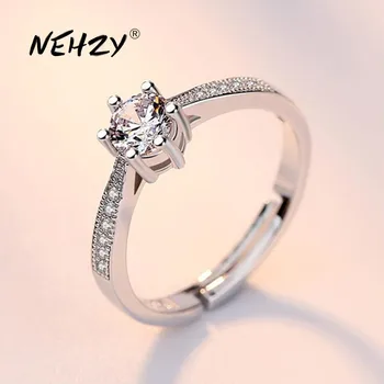 NEHZY 925 sterling ezüst új ékszerek magas minőségű divat nő nyitott gyűrű retro méretű, állítható, ezüst gyűrű cirkónia