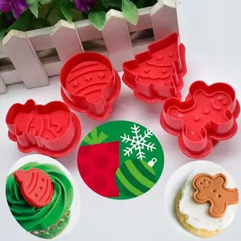 4db Bélyegző Keksz Penész 3D Cookie Dugattyút, Vágó Tészta Penész DIY Élelmiszer Fondant Sütés Penész karácsonyfa Hóember Cookie Eszközök