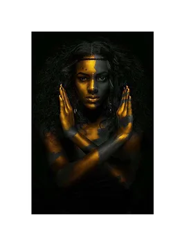DIY Gyémánt festmény Fekete Arany Afrikai Meztelen Nő Indiai olajfestmény Nyomatok Skandináv gyémánt hímzés